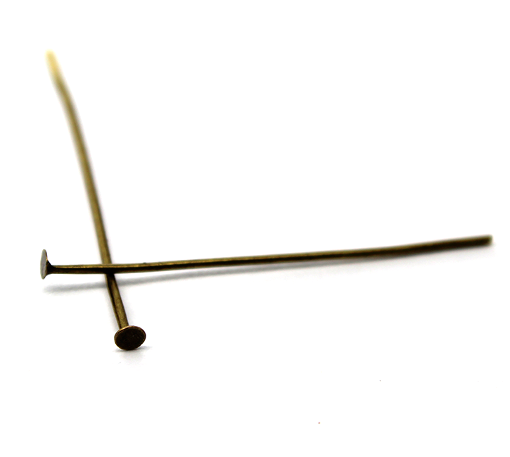 Flat Head Pins, Brass Alloy, 1.38 inch, 21 Gauge