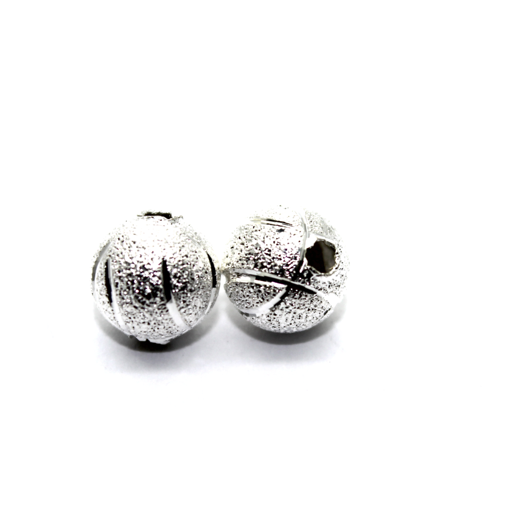 Spacers, Shiny Lined Ball Spacer, Alloy, Silver, 8mm X 8mm X 8mm, Sold Per pkg of 8