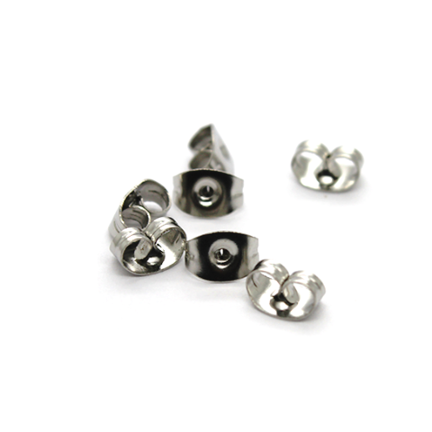 Backings, Silver, Stainless Steel, Butterfly Stoppers, 3mm x 7mm, sold per pkg of 20 - Butterfly Beads