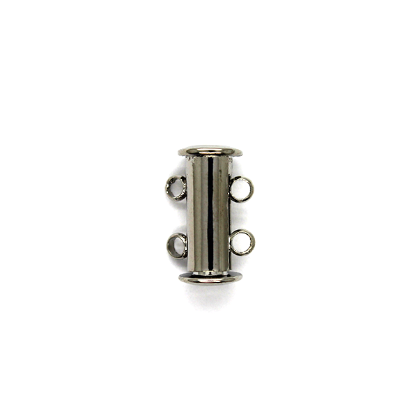 Clasp, Magnetic Slide Multi Strand Tube Clasp, 2 hole, Alloy, Silver, 15mm x 10mm,  Sold Per pkg of 1 - Butterfly Beads