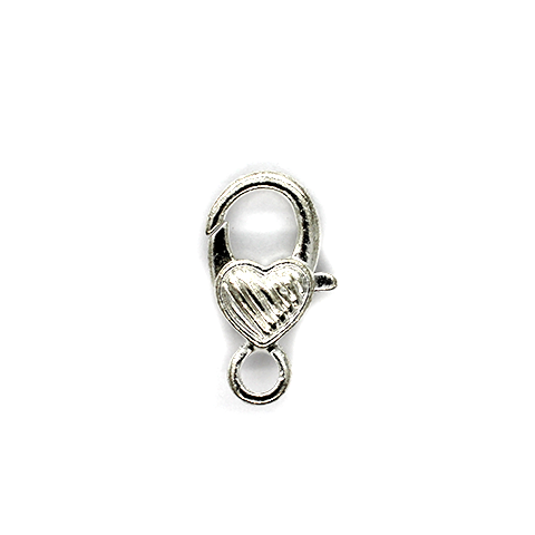 Clasp, Lobster Heart Clasp, Alloy (Nickle Free), Silver, 26mm x 13mm, Sold Per pkg of 1 - Butterfly Beads