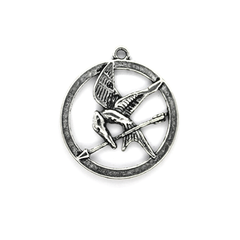 Charms, Mockingjay Symbol, Silver, Zinc Alloy, 27mm x 24mm x 1mm, Sold Per pkg 5