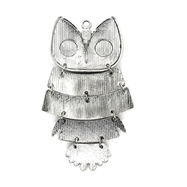 Pendants, Star Gazed Owl, Silver, Alloy, 86mm x 50mm, Sold Per pkg of 1