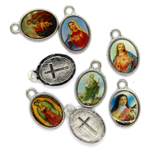 Charms, Multi-Designed Cross, Multi-Coloured, Alloy, 15mm x 10mm, Sold Per pkg 8