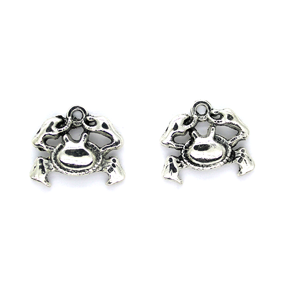 Charms, Angry Crab, Silver, Alloy, 19mm X 15mm X 2mm, Sold Per pkg of 7