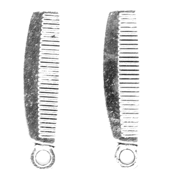 Charms, Comb, Silver, Alloy, 26mm X 7mm, Sold Per pkg of 5
