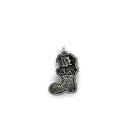 Charms, Jolly Christmas Stocking, Silver Alloy, 20mm X 12mm X 3mm, Sold Per pkg of 5