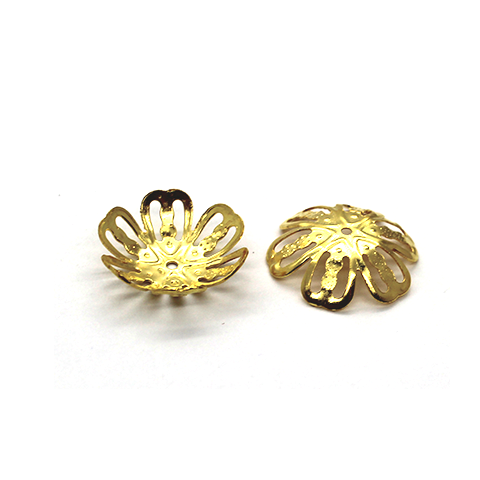 Bead Cap, Large Flower Head, Alloy, Gold, 4mm x 16mm, Sold Per pkg of 17 - Butterfly Beads