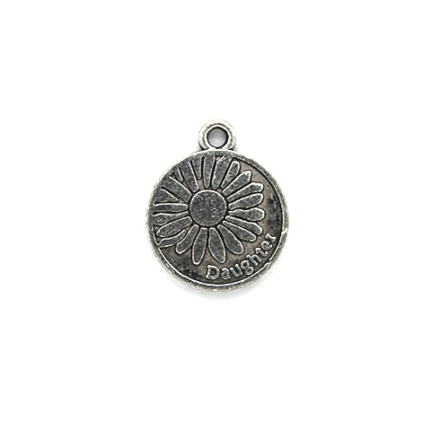 Charms, Daughter Sunflower, Silver, Alloy, 18mm x 15mm, Sold Per pkg 3