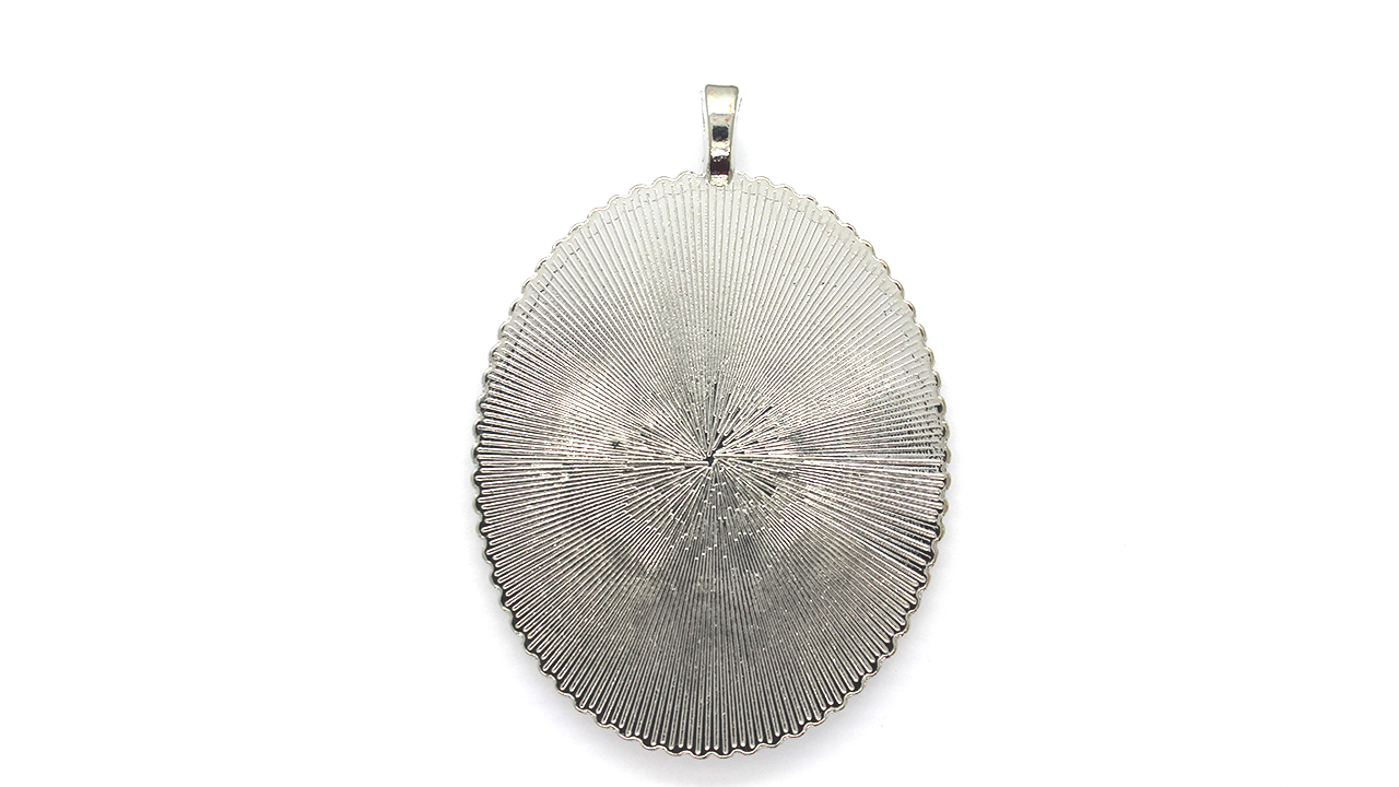 Pendants, Beaded Framed Bezel, Silver, Alloy, 59mm x 41mm, Sold Per pkg of 1