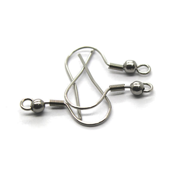 Earrings, Silver, Stainless Steel, Shepherd Hook with Ball, 20mm x 11mm, sold per pkg of 30