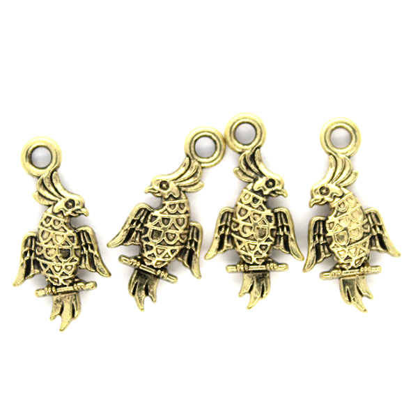 Charms, Pirate Parrot, Gold, Alloy, 19mm X 9mm X 3mm, Sold Per pkg of 12