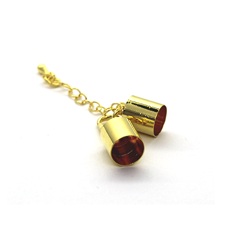 Clasp, Lobster Clasp with Tube and Chain, Gold, Alloy, 56mm x 8mm, Sold Per pkg of 1 - Butterfly Beads