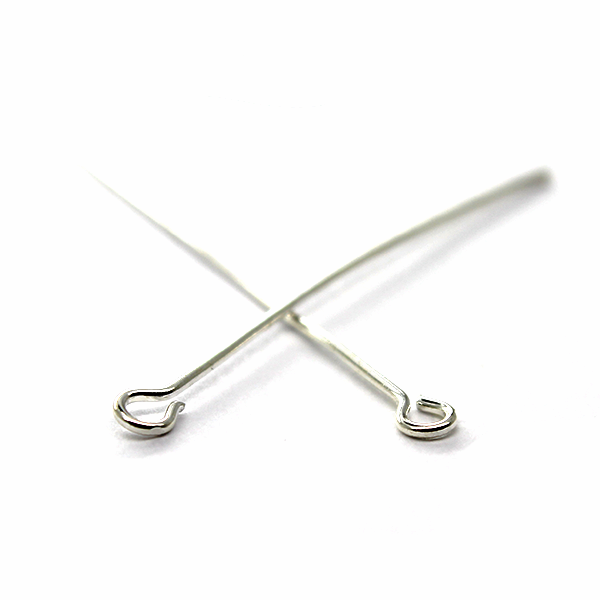 Eye Pins, Bright Silver, Alloy, 1.60 inches, 21 Gauge, Sold Per pkg of Approx 120