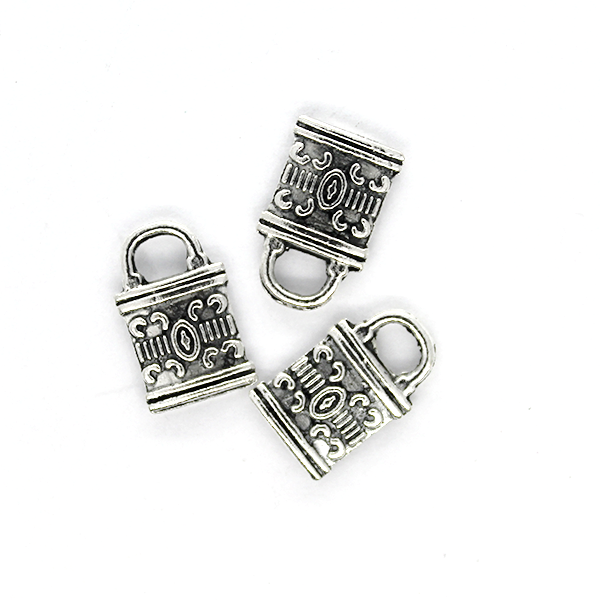 Charms, Small Padlock, Silver, Alloy, 12mm X 7mm, Sold Per pkg of 10