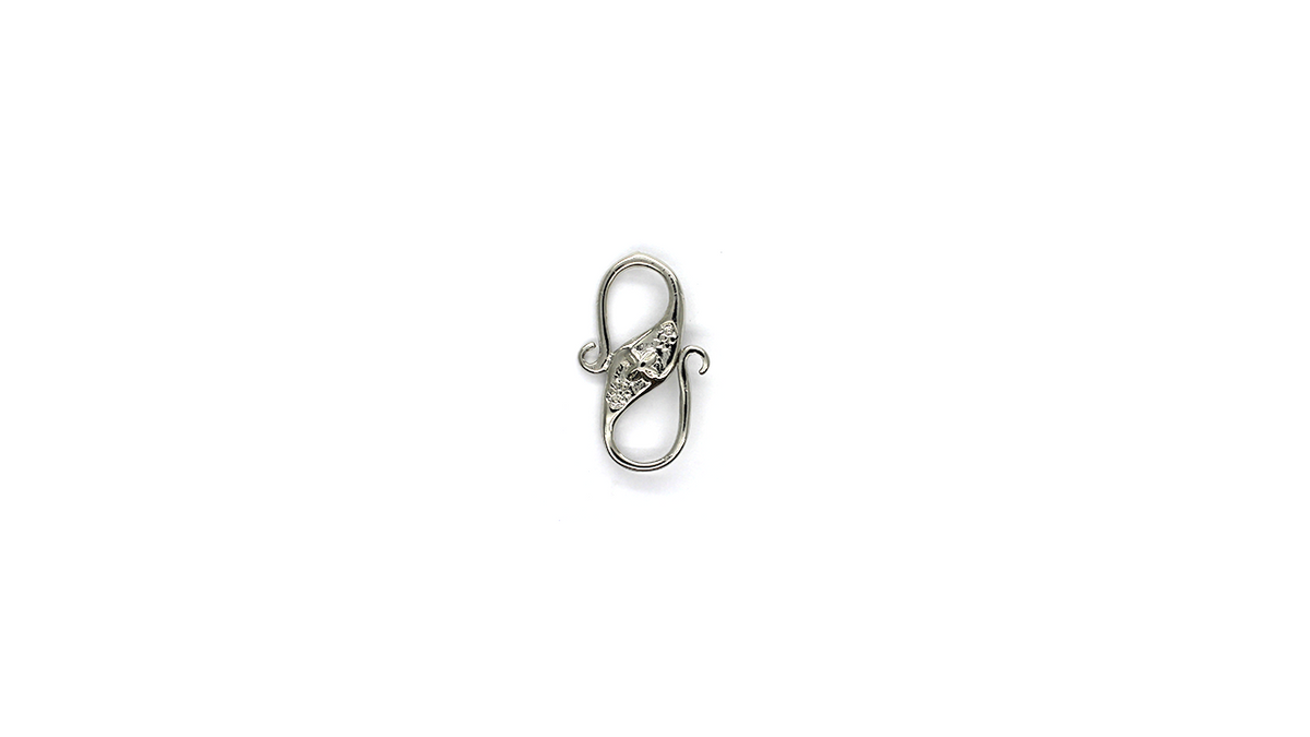Clasp, S-Clasp, Alloy (Nickel Free), Silver, 25mm x 15mm, Sold Per pkg of 1 - Butterfly Beads