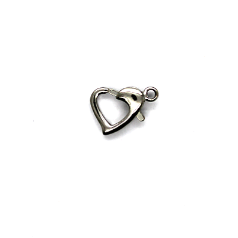 Clasp, Lobster Heart Clasp, Alloy, Silver, 13mm x 9mm, Sold Per pkg of 5 - Butterfly Beads