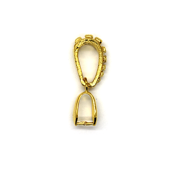 Bails, Dot Studded Pinch Bails, Gold, Alloy (Nickel Free), 26mm x 9mm, Sold Per pkg of 2 - Butterfly Beads