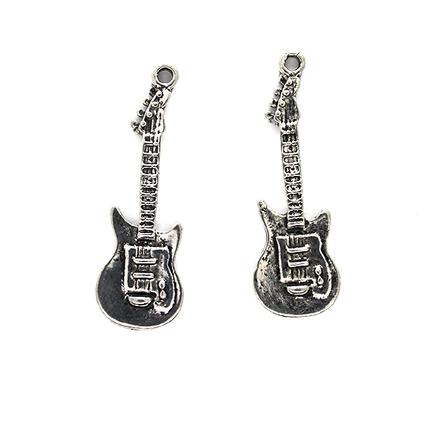 Charms, Telecaster Electric Guitar, Silver & Bronze, Alloy, 30mm X 10mm