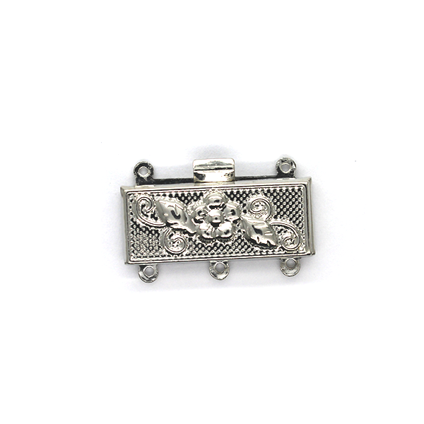 Clasp, Engraved Flower Clasp, Silver, Alloy, 26mm x 17mm,  Sold Per pkg of 1 - Butterfly Beads