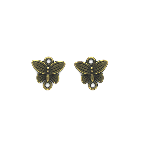 Charms, Dual Winged Butterfly, Bronze, Alloy, 14mm X 14mm, Sold Per pkg of 6