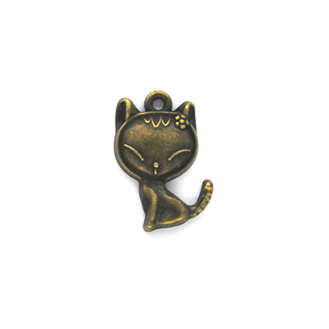 Charms, Sleeping Kitten, Bronze, Alloy, 20mm X 14mm, Sold Per pkg of 3