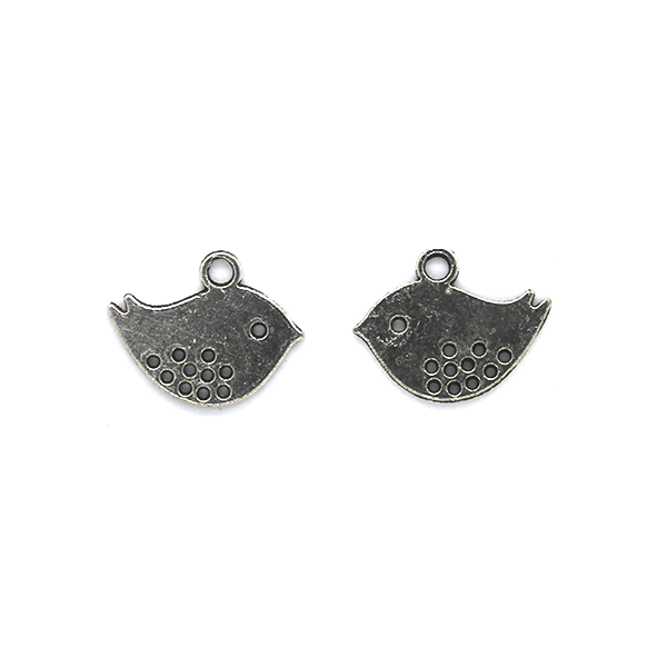 Charms, Fat Baby Bird, Silver, Alloy, 12mm X 15mm, Sold Per pkg of 6