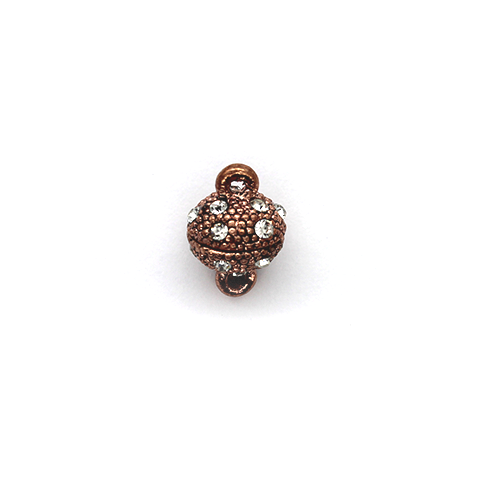Clasp, Crystal Magnetic Ball Clasp, Copper, Alloy, 14mm x 9mm, Sold Per pkg of 1 - Butterfly Beads