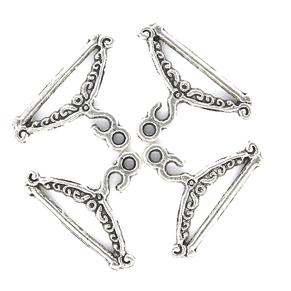 Charms, Embroided Coat Hanger, Silver, Alloy, 18mm X 24mm, Sold Per pkg of 8