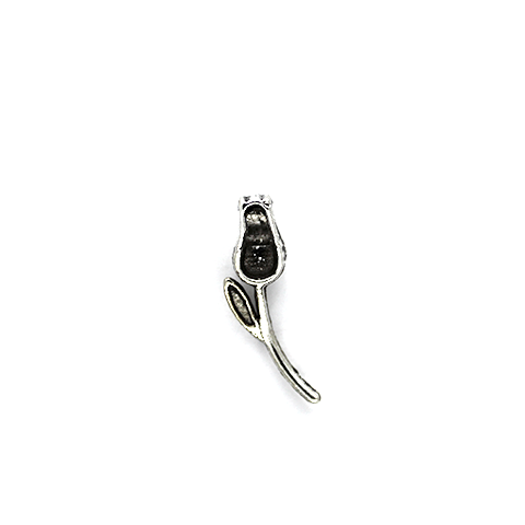 Charms, Long Stem Tulip, Silver, Alloy, 23mm X 7mm, Sold Per pkg of 5