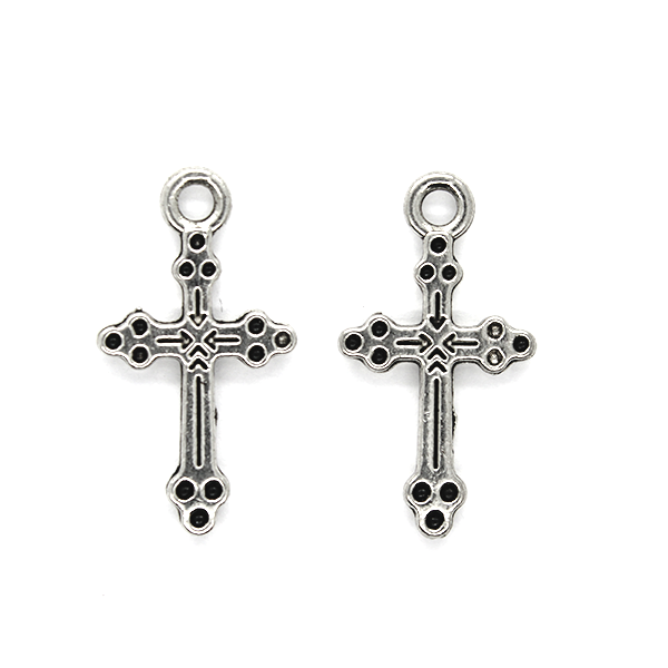 Pendant, Arrowed Bottoni Cross, Silver, Alloy, 21mm x 11mm, Sold Per pkg 8