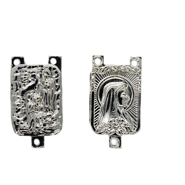 Charms, Rosary Centerpiece, Silver, Alloy, 19mm x 10mm x 2mm, Sold Per pkg 8