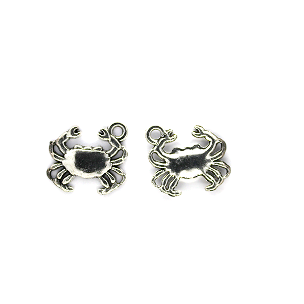 Charms, Snippety Snap Crab, Silver, Alloy, 15mm X 16mm, Sold Per pkg of 5