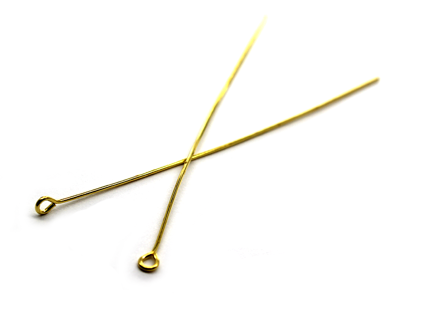 Eye Pins, Gold, Alloy, 2.75 inch, 22 Gauge, 30+ pcs