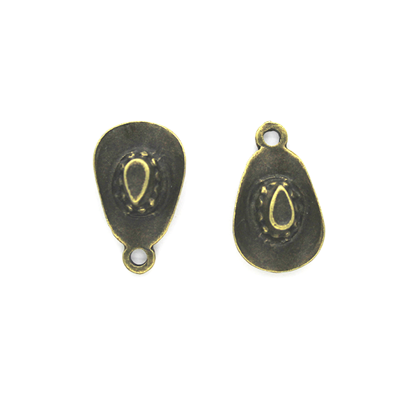 Charms, Curled Cowboy Hat, Brass, Alloy, 20mm X 12mm, Sold Per pkg of 5