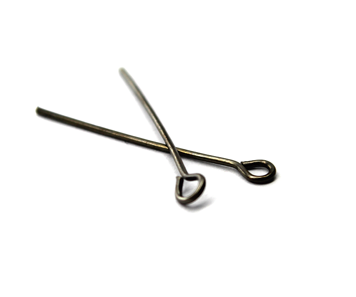 Eye Pins, Gunmetal, Alloy, 1.00 inch, 21 Gauge