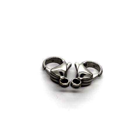 Clasp, Lobster, Silver, Stainless Steel, 12mm x 7mm x 3mm, Sold Per pkg of 5 - Butterfly Beads