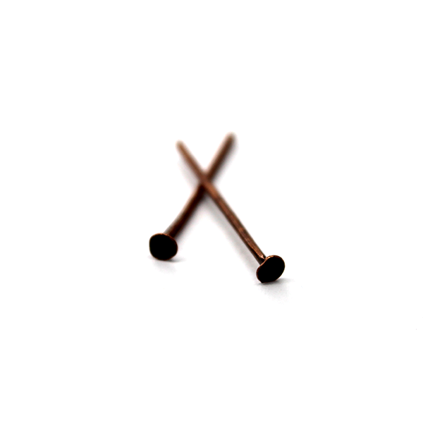 Flat Head Pins, Copper Alloy, 0.75 inch, 21 Gauge