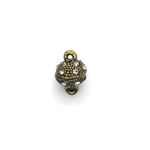 Clasp, Rhinestone Magnetic Sphere Clasp, Brass, Alloy, 14mm x 9mm, Sold Per pkg of 1 - Butterfly Beads