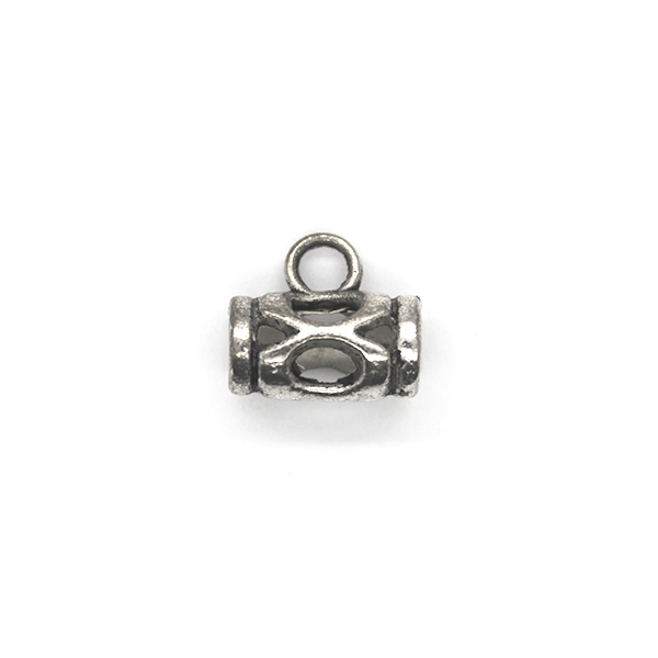 Spacers, Barrel Loop and Hole Spacer, Silver, Alloy, 13mm X 8mm, Sold Per pkg of 6 - Butterfly Beads