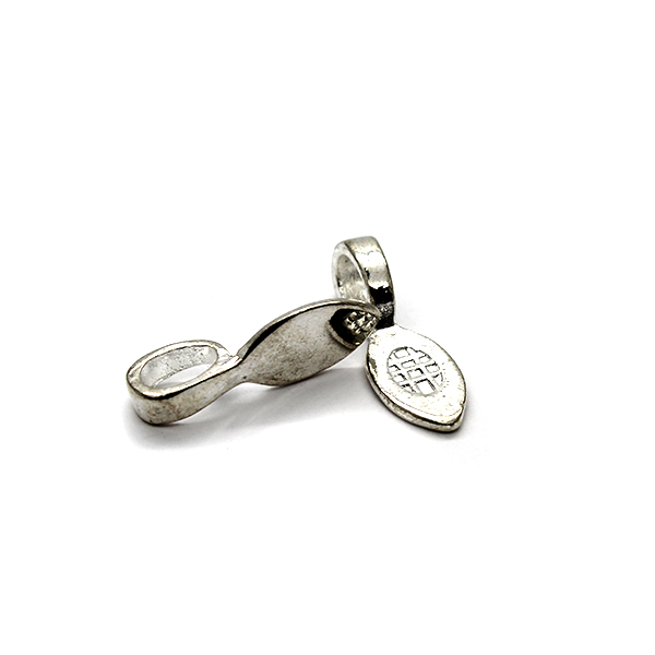 Bails, Tear Drop Glue On Bail, Silver, Alloy, 25mm x 7mm, Sold Per pkg of 3 - Butterfly Beads