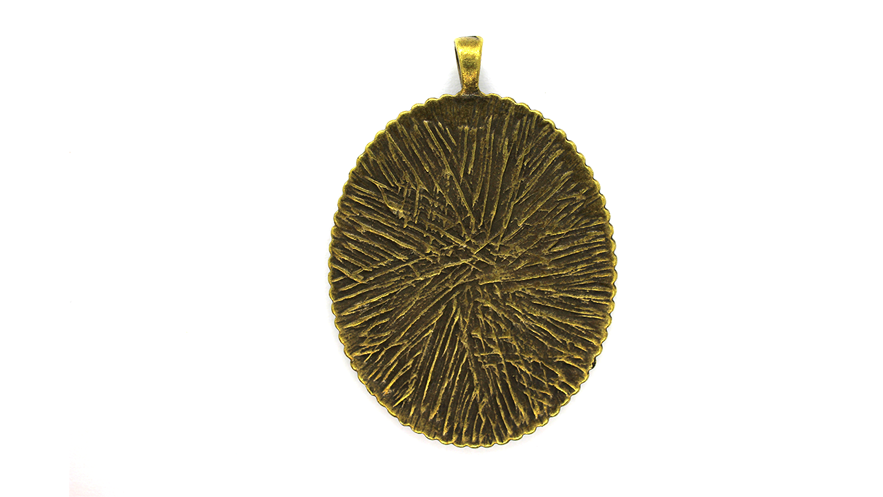 Pendants, Framed Round Bezel, Brass, Brass, 60mm x 41mm, Sold Per pkg of 1