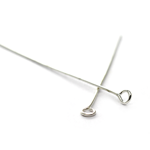 Eye Pins, Bright Silver, Alloy, 2.0 inches, 21 Gauge, Sold Per pkg of Approx 105