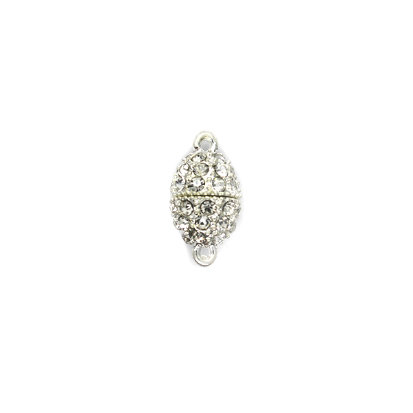 Clasp, Sphere Rhine Stone Magnetic Sphere Clasp, Silver, Alloy, 20mm x 10mm, Sold Per pkg of 1 - Butterfly Beads