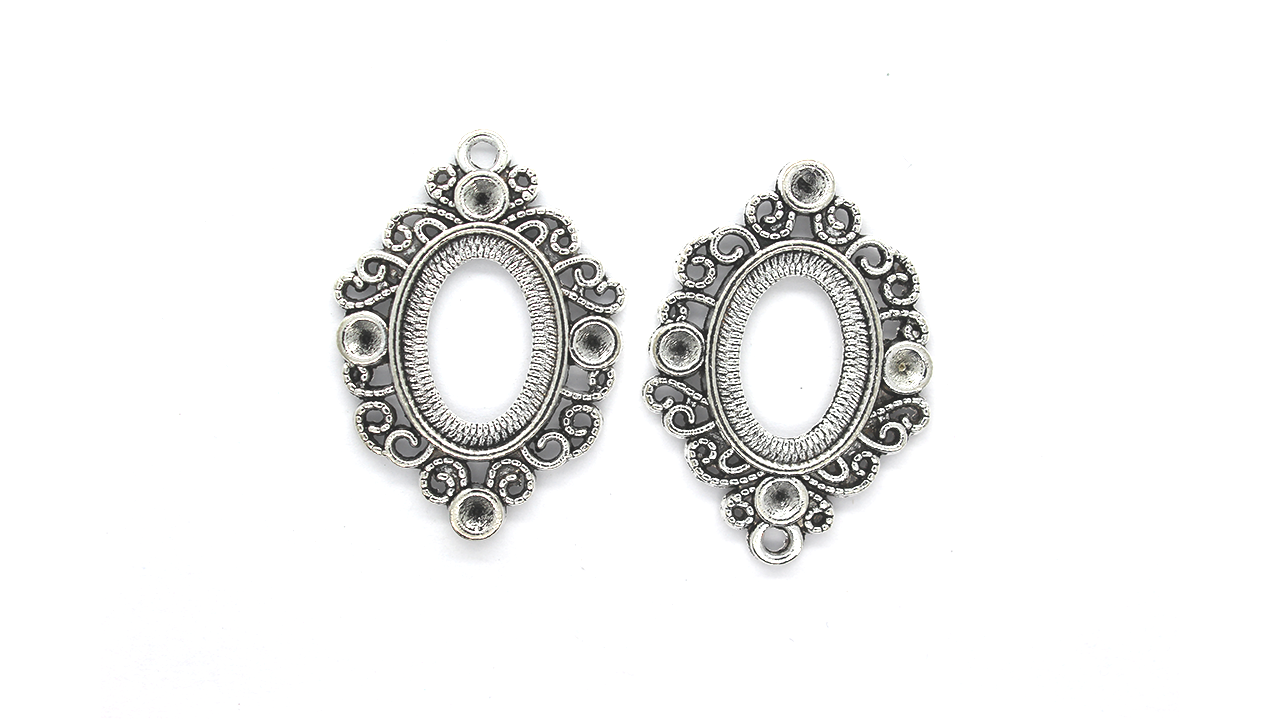 Pendants, Classical Frame, Silver, Alloy, 35mm X 25mm, Sold Per pkg of 2