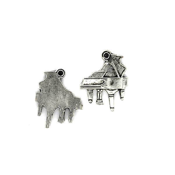 Charms, Grand Piano , Silver, Zinc Alloy, 21mm X 16mm, Sold Per pkg of 4