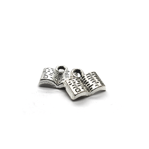 Charms, Book of Knowledge, Silver, Alloy, 10mm X 12mm, Sold Per pkg of 10