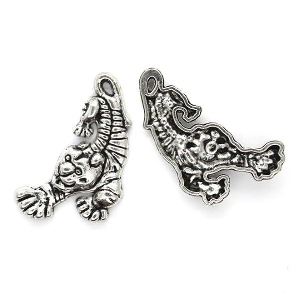 Pendants, Crawling Tiger, Silver, Alloy, 34mm x 16mm, Sold Per pkg of 2
