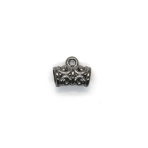 Spacers, Ornament Spacer with Loop, Alloy, Gunmetal, 11mm X 6mm, Sold Per pkg of 4