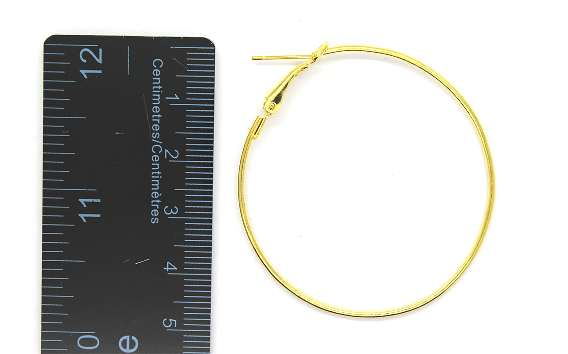 Earrings, Gold, Alloy, Earring Hoops, 54mm x 50mm, sold per pkg of 4